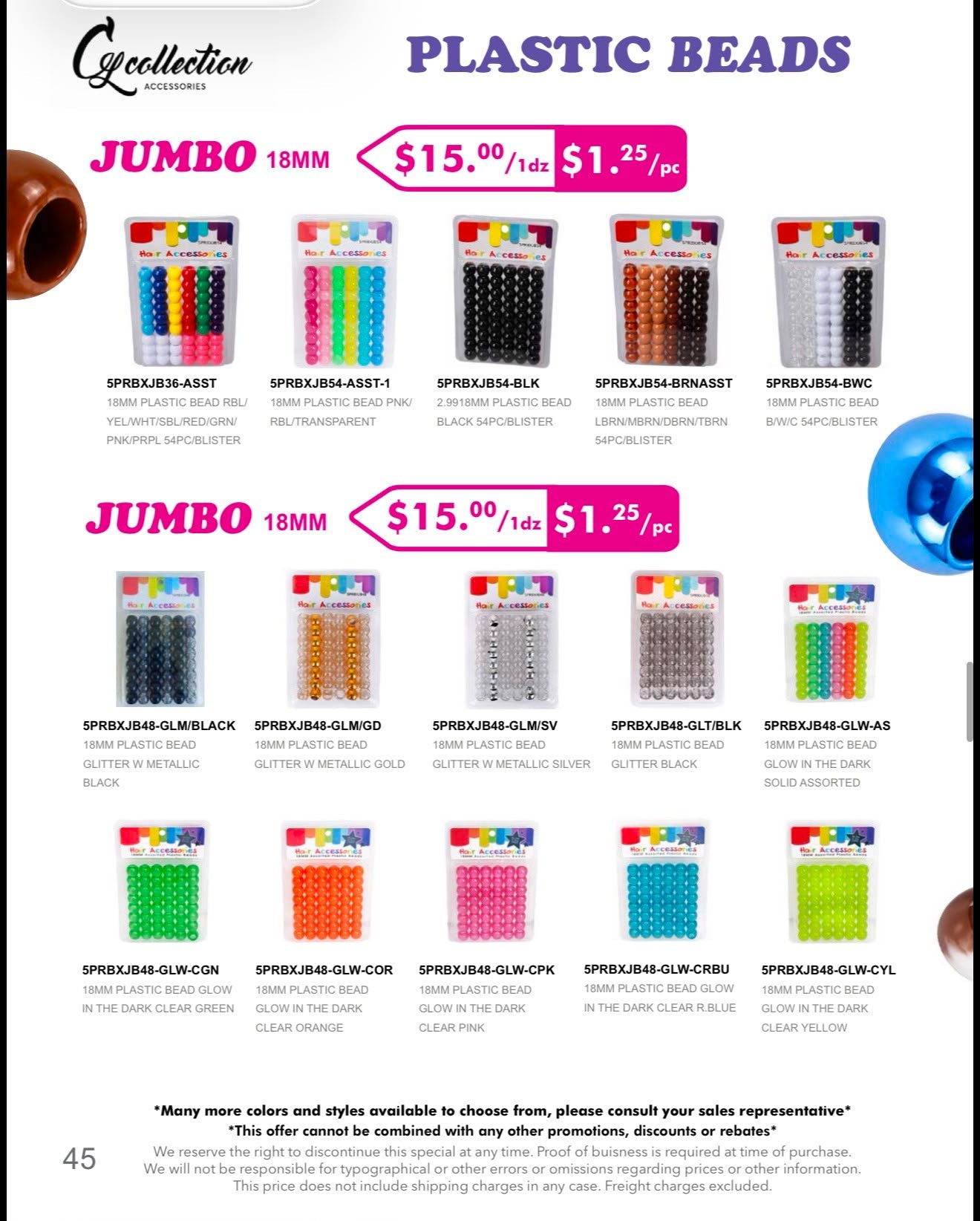 C&L Jumbo Plastic Hair Beads – 18mm - Beauty Exchange Beauty Supply