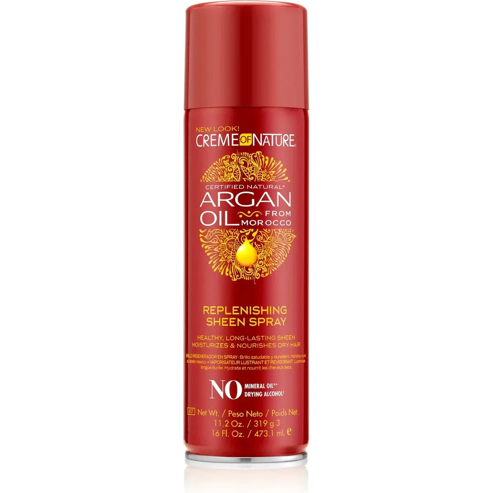Creme of Nature Replenishing Sheen Spray with Argan Oil – Lightweight Gloss & Moisture, 11.25 oz - Beauty Exchange Beauty Supply