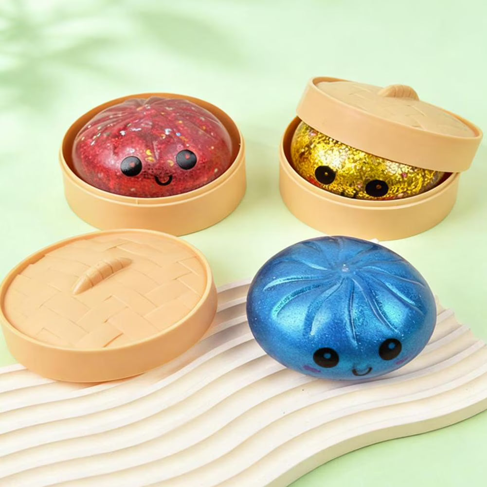 Mystery Steamed Bun Glittery Squishies Toy Stress Relief