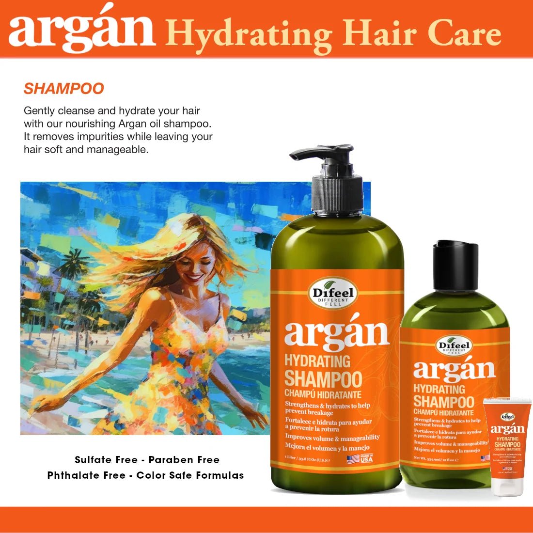 Difeel Argan Hydrating Shampoo – 12 oz - Beauty Exchange Beauty Supply