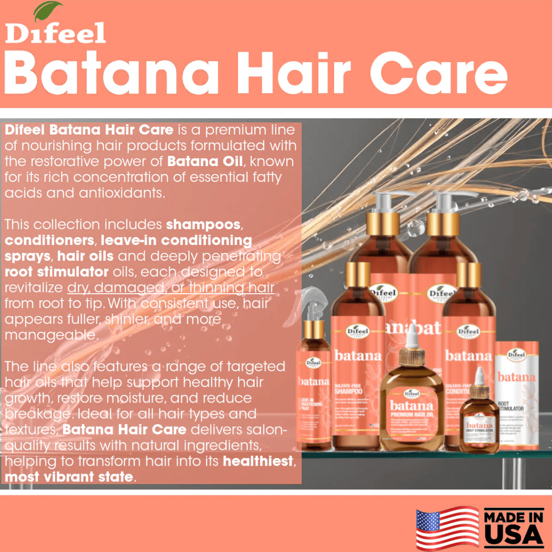Difeel Batana Leave - in Conditioning Spray – 12 oz - Beauty Exchange Beauty Supply
