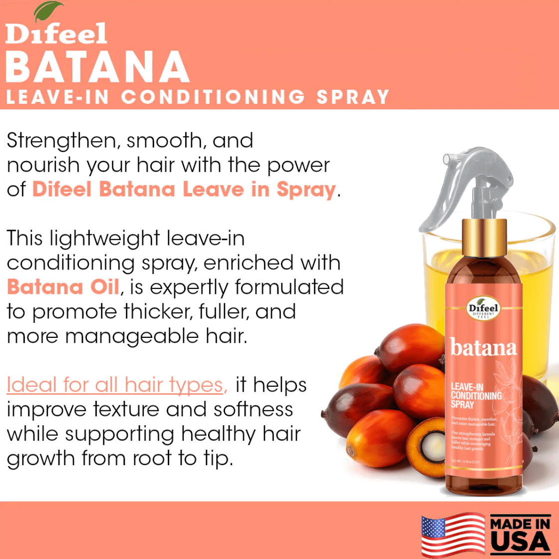 Difeel Batana Leave - in Conditioning Spray – 12 oz - Beauty Exchange Beauty Supply