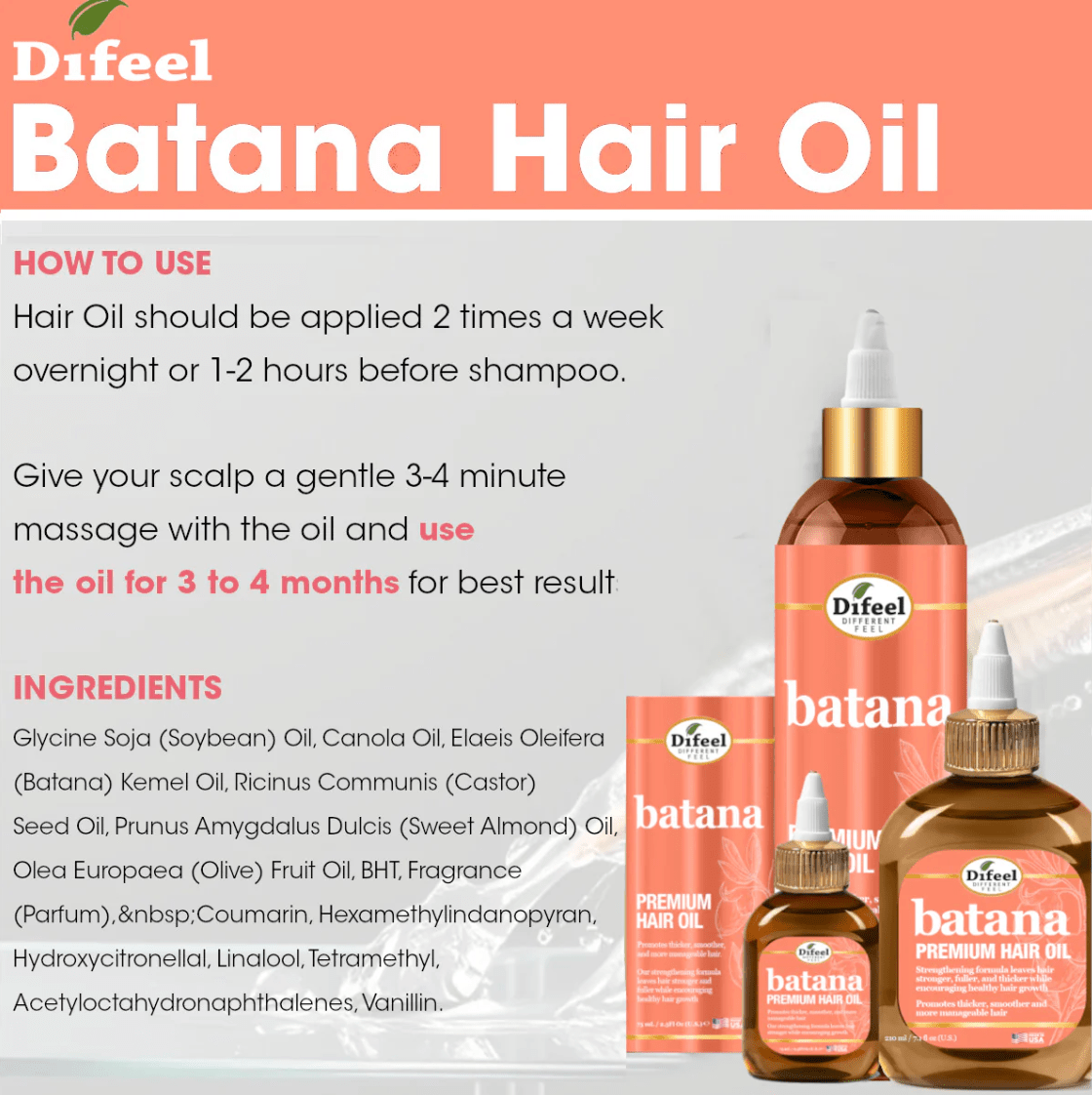 Difeel Batana Premium Hair Oil – 8oz - Beauty Exchange Beauty Supply