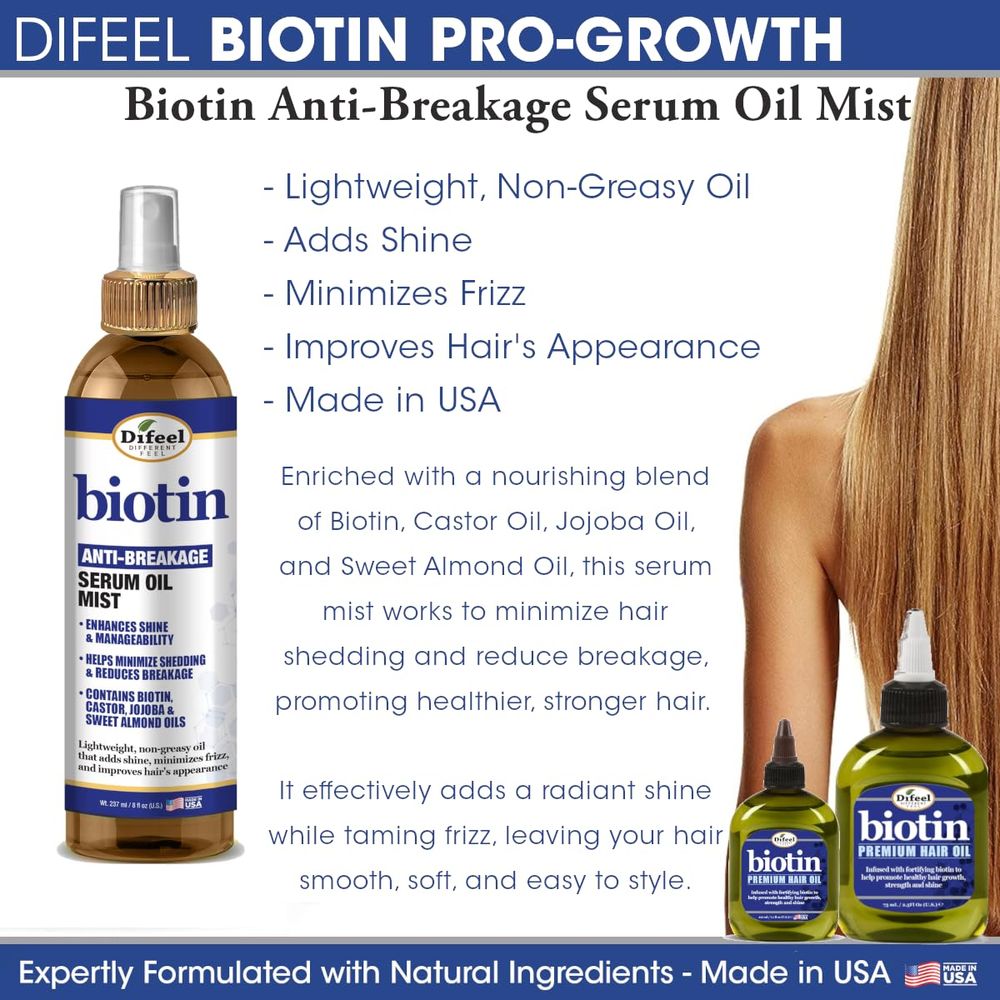 Difeel Biotin Anti - Breakage Serum Oil Mist 8 oz - Beauty Exchange Beauty Supply
