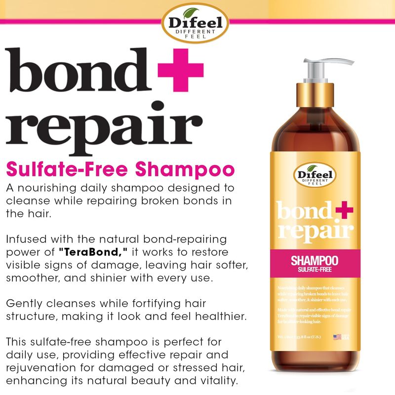 Difeel Bond & Repair Sulfate Free Shampoo – 33.8 oz - Beauty Exchange Beauty Supply