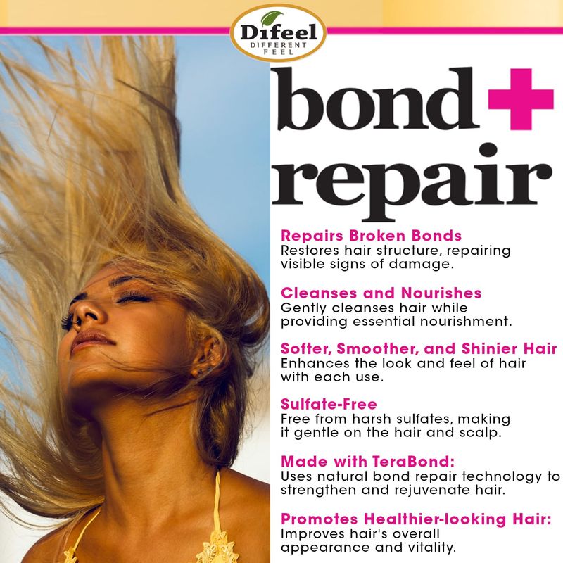 Difeel Bond & Repair Sulfate Free Shampoo – 33.8 oz - Beauty Exchange Beauty Supply