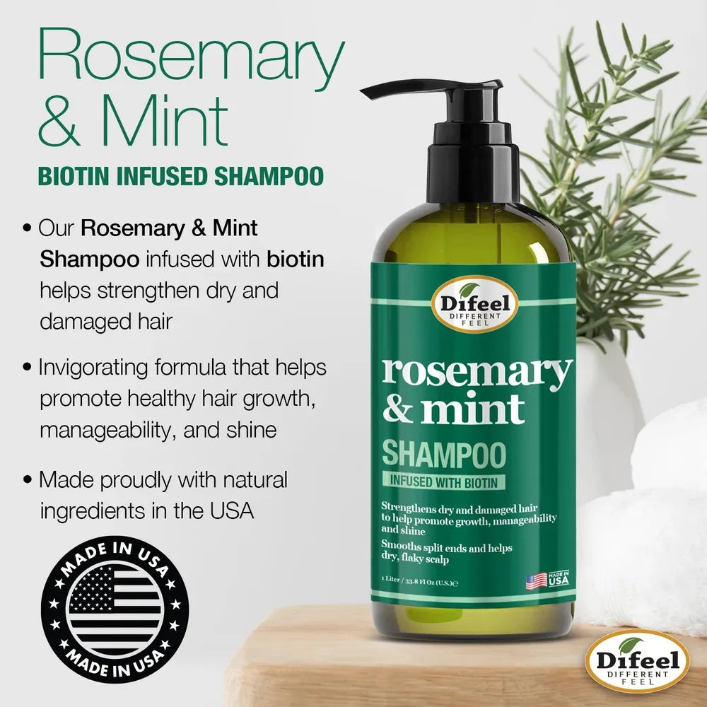 Difeel Rosemary & Mint Strengthening Shampoo & Conditioner with Biotin - Beauty Exchange Beauty Supply