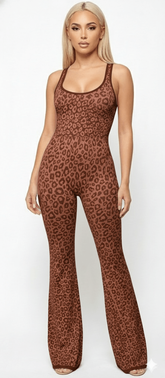 DODO Cross - Back Sleeveless Leopard Jumpsuit - Beauty Exchange Beauty Supply