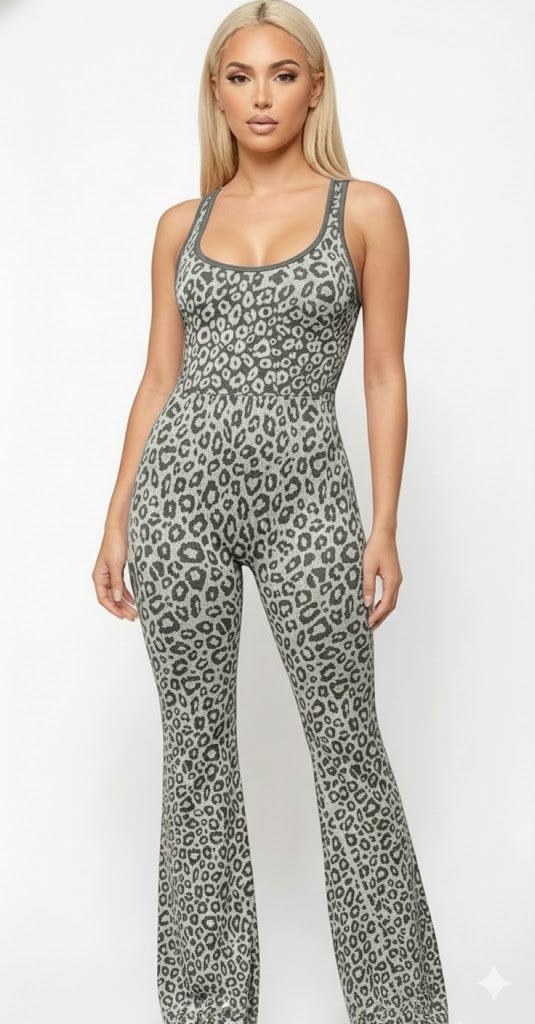 DODO Cross - Back Sleeveless Leopard Jumpsuit - Beauty Exchange Beauty Supply