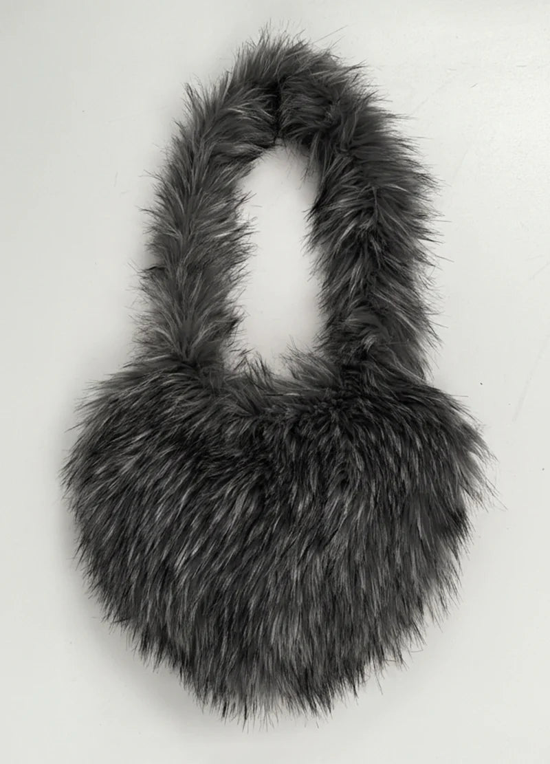 DODO Fuzzy Faux Fur Heart Bag - Beauty Exchange Beauty Supply