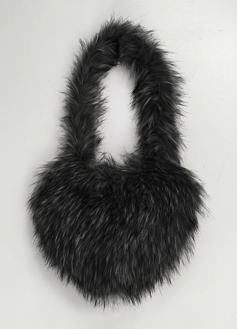 DODO Fuzzy Faux Fur Heart Bag - Beauty Exchange Beauty Supply