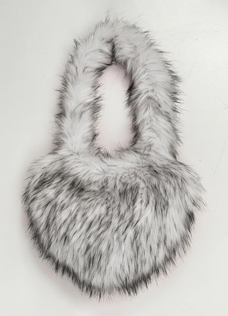 DODO Fuzzy Faux Fur Heart Bag - Beauty Exchange Beauty Supply