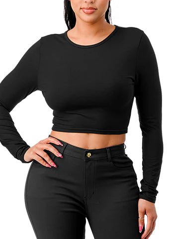 DODO Long Sleeve Crop T-Shirt - Beauty Exchange Beauty Supply