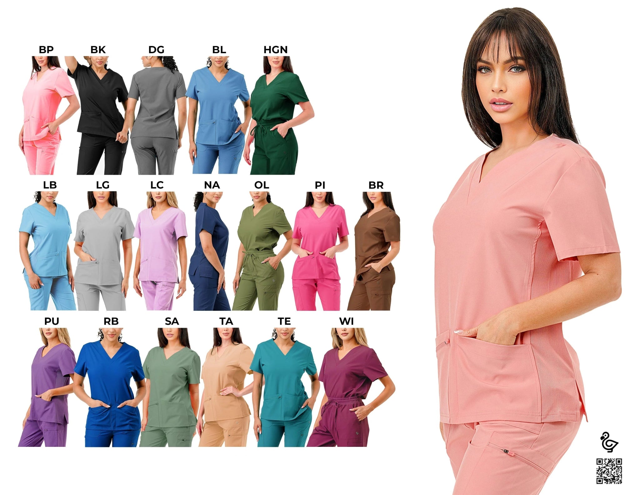 DODO Scrubs Top with Side Rib - Beauty Exchange Beauty Supply