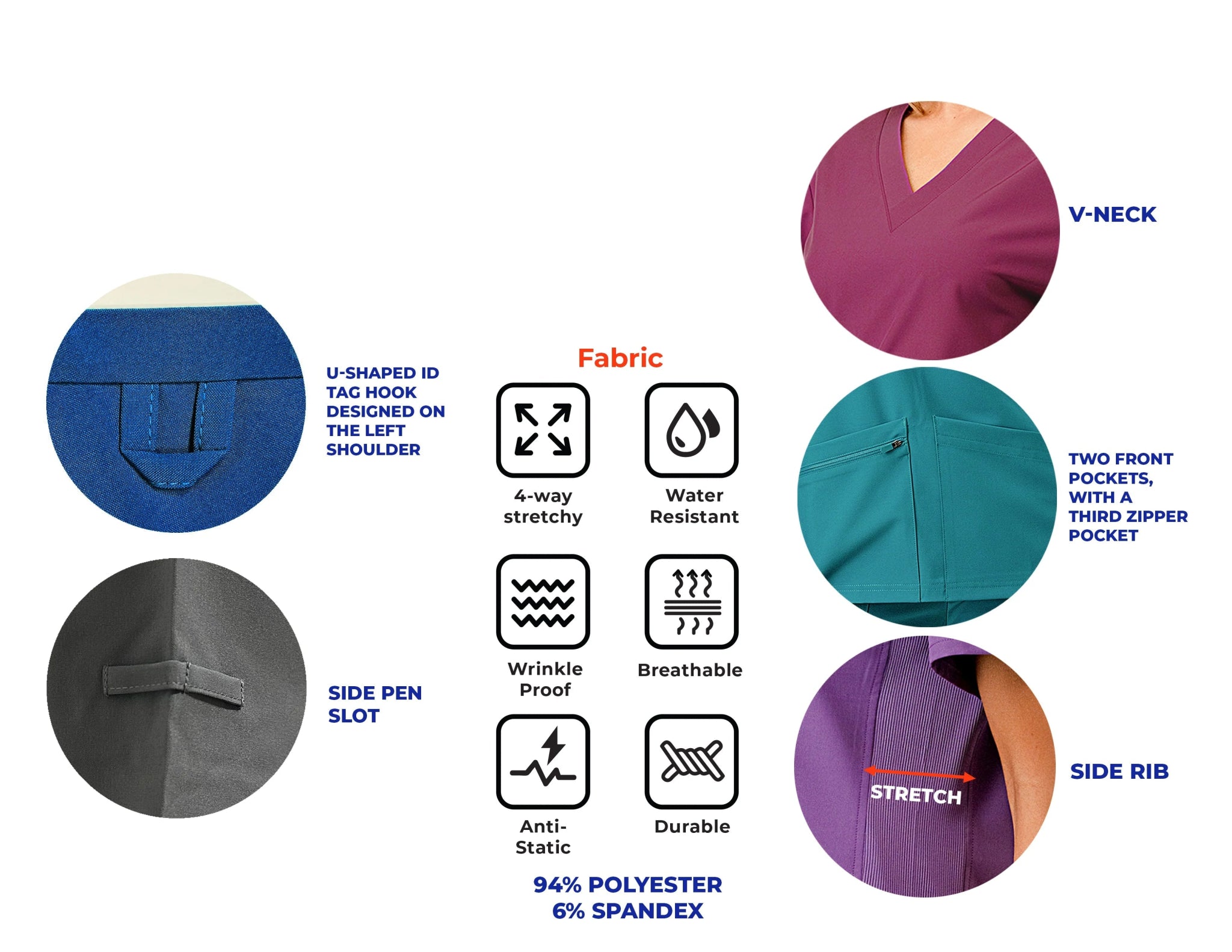 DODO Scrubs Top with Side Rib - Beauty Exchange Beauty Supply