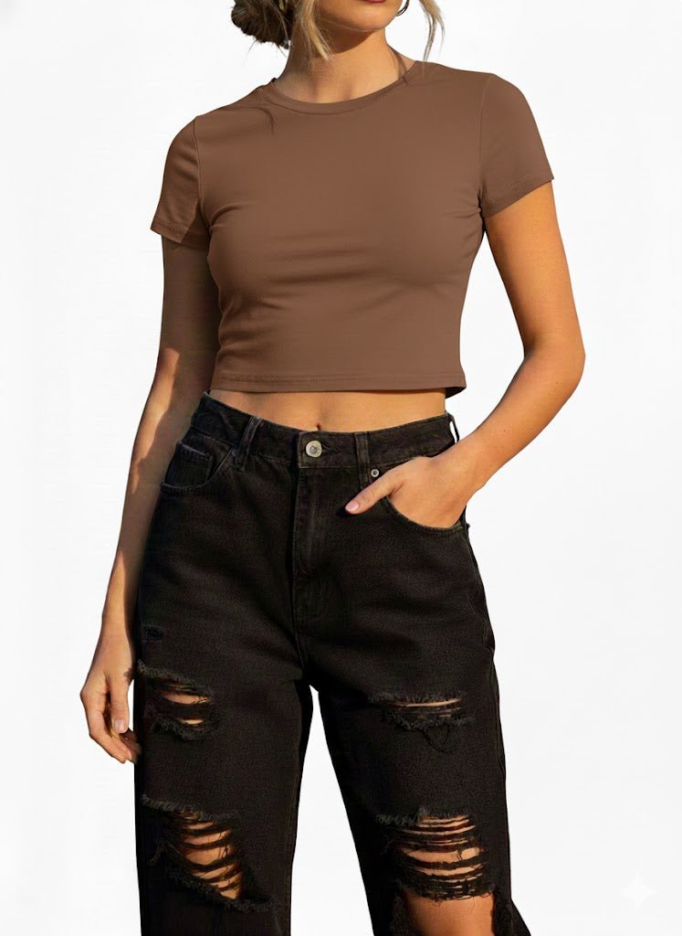 Dodo Short Sleeve Crop T-shirt - Beauty Exchange Beauty Supply