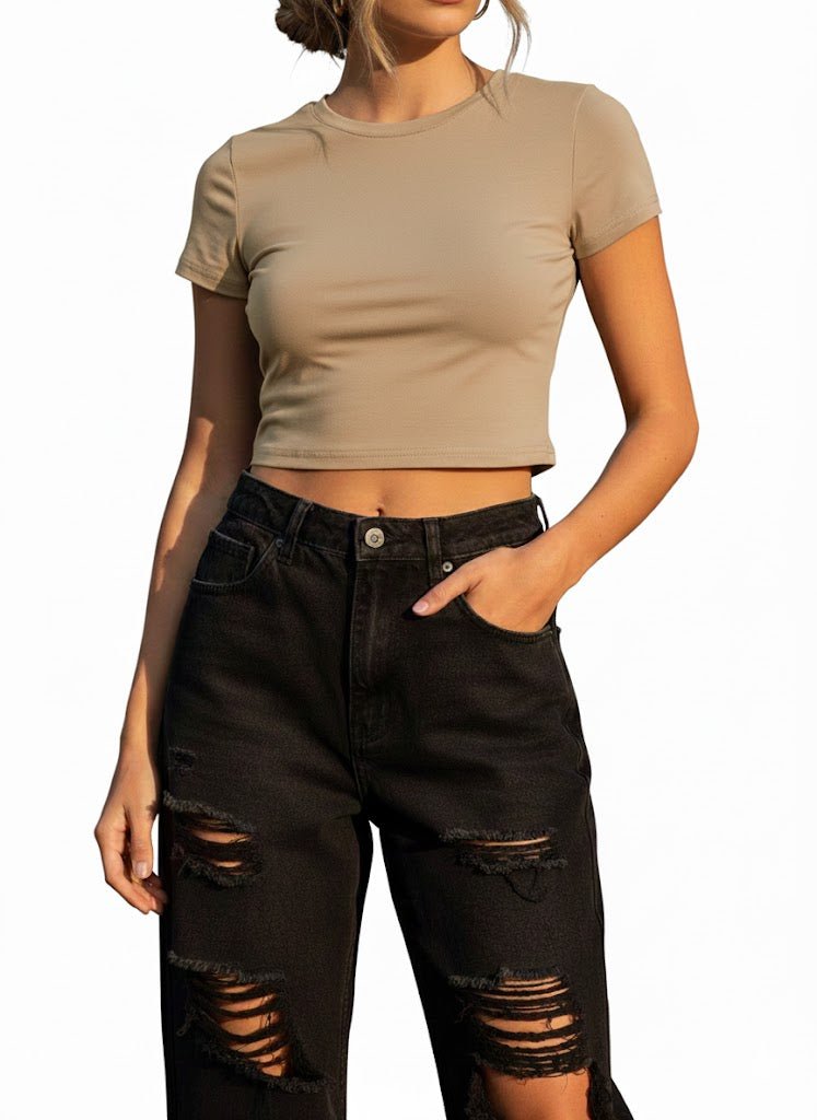 Dodo Short Sleeve Crop T-shirt - Beauty Exchange Beauty Supply