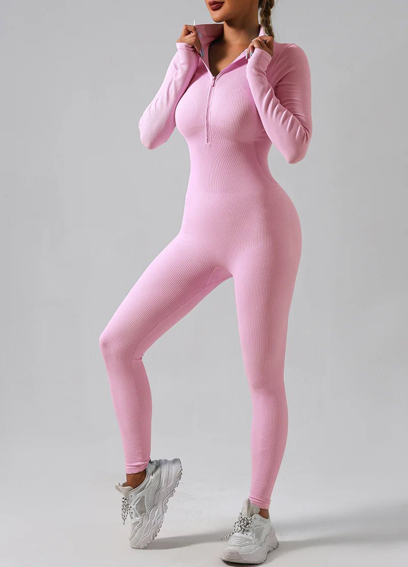 Dodo Tummy Control Half Zip - Up Jumpsuit - Beauty Exchange Beauty Supply