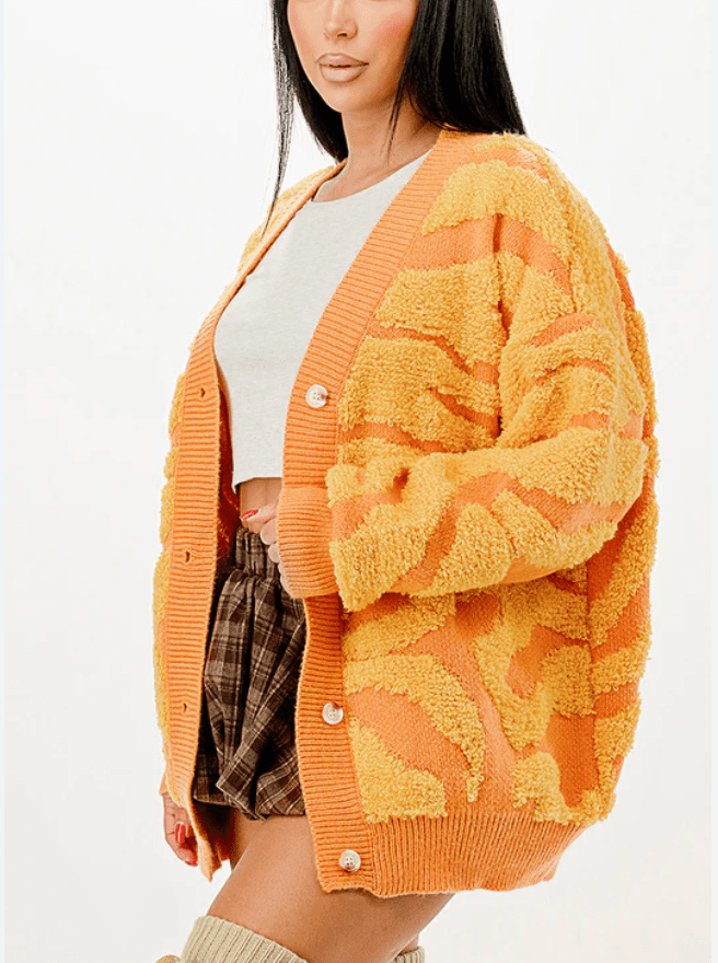 DODO Two - Tone Embossed Cardigan Sweater - Beauty Exchange Beauty Supply