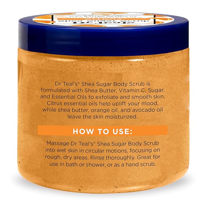Dr Teal's Shea Sugar Body Scrub – Citrus, Essential Oils & Vitamin C 19 oz - Beauty Exchange Beauty Supply