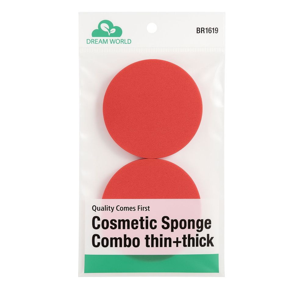 Dream World Brittny Red Cosmetic Sponge – Smooth Rubber Finish for Seamless Blending | Thin (01), Thin & Thick (19) - Beauty Exchange Beauty Supply
