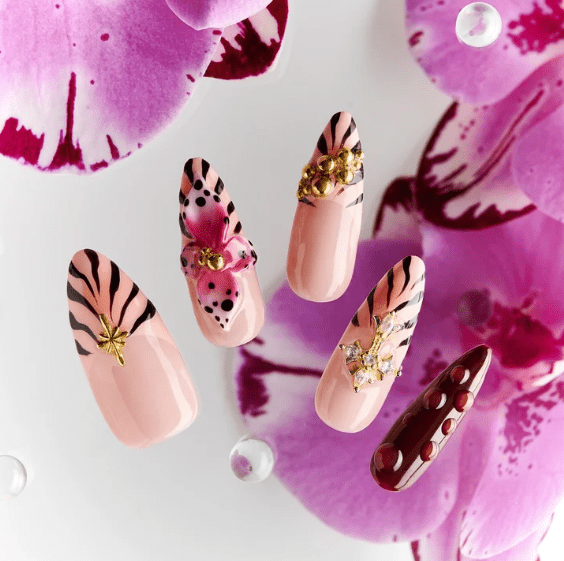 DRESUP Autumnal Serenade Medium Almond Stiletto Press-On Nails – 12 Pieces - Beauty Exchange Beauty Supply
