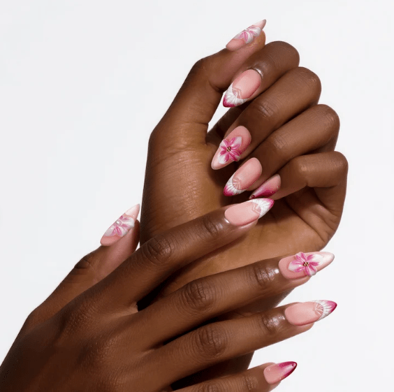 DRESUP Blooming Ballet Medium Almond Press-On Nails – 12 Pieces - Beauty Exchange Beauty Supply
