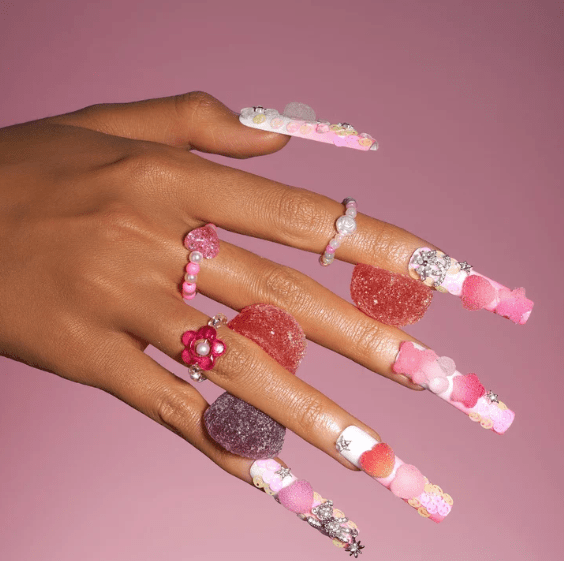 DRESUP Candy Bear Dream Long Pipe Press-On Nails – 12 Pieces - Beauty Exchange Beauty Supply