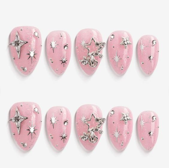 DRESUP Celestial Glow Short Almond Press-On Nails – 12 Pieces - Beauty Exchange Beauty Supply
