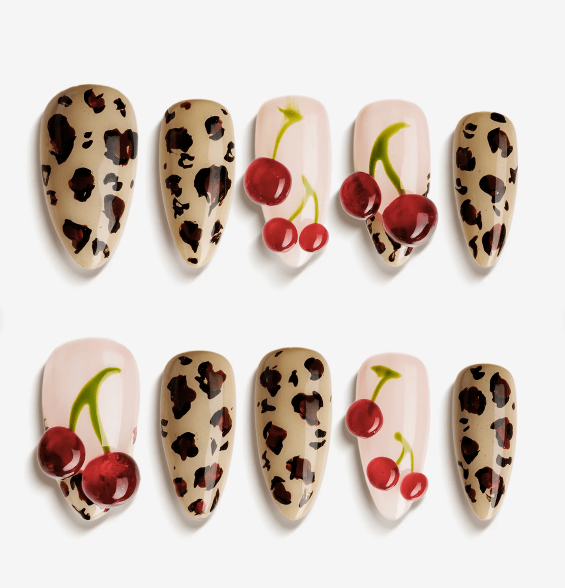 DRESUP Cherries on the Prowl Medium Almond Press-On Nails – 12 Pieces - Beauty Exchange Beauty Supply