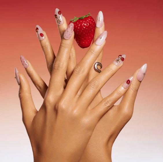 DRESUP Cherry Glow Medium Almond Press-On Nails – 12 Pieces - Beauty Exchange Beauty Supply