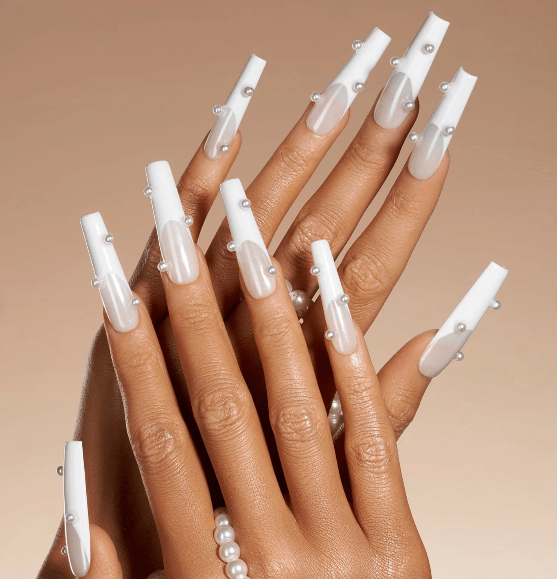 DRESUP Cloud Porcelain Drop Long Pipe Press-On Nails – 12 Pieces - Beauty Exchange Beauty Supply