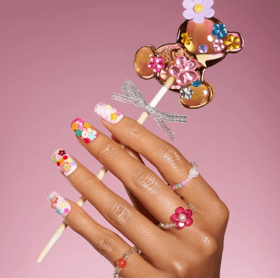 DRESUP Colorful Flower Field Short Square Press-On Nails – 12 Pieces - Beauty Exchange Beauty Supply