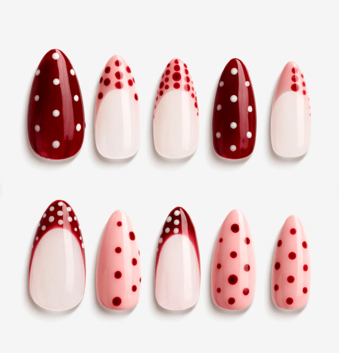 DRESUP Dotted Blossoms Medium Almond Press-On Nails – 12 Pieces - Beauty Exchange Beauty Supply