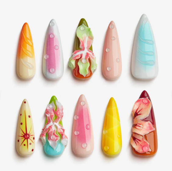DRESUP Dreamy Garden Medium Almond Stiletto Press-On Nails – 12 Pieces - Beauty Exchange Beauty Supply