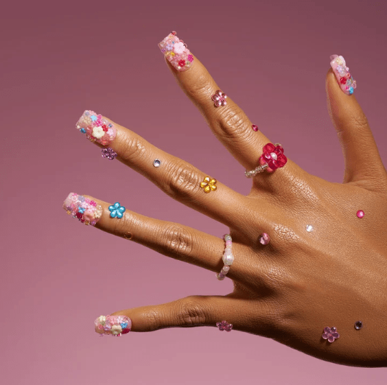 DRESUP Floral Sweetheart Short Square Press-On Nails – 12 Pieces - Beauty Exchange Beauty Supply