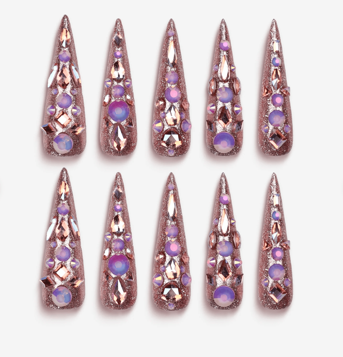 DRESUP Gemstone Wings Long Almond Stiletto Press-On Nails – 12 Pieces - Beauty Exchange Beauty Supply