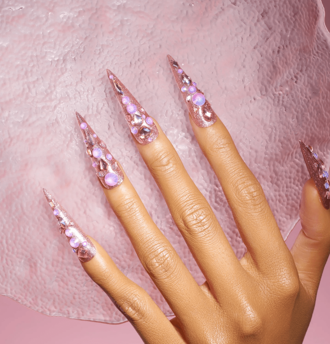 DRESUP Gemstone Wings Long Almond Stiletto Press-On Nails – 12 Pieces - Beauty Exchange Beauty Supply