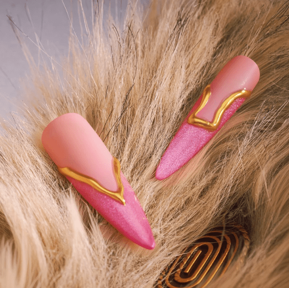 DRESUP Gilded Pink Harmony Long Stiletto Press-On Nails – 12 Pieces - Beauty Exchange Beauty Supply