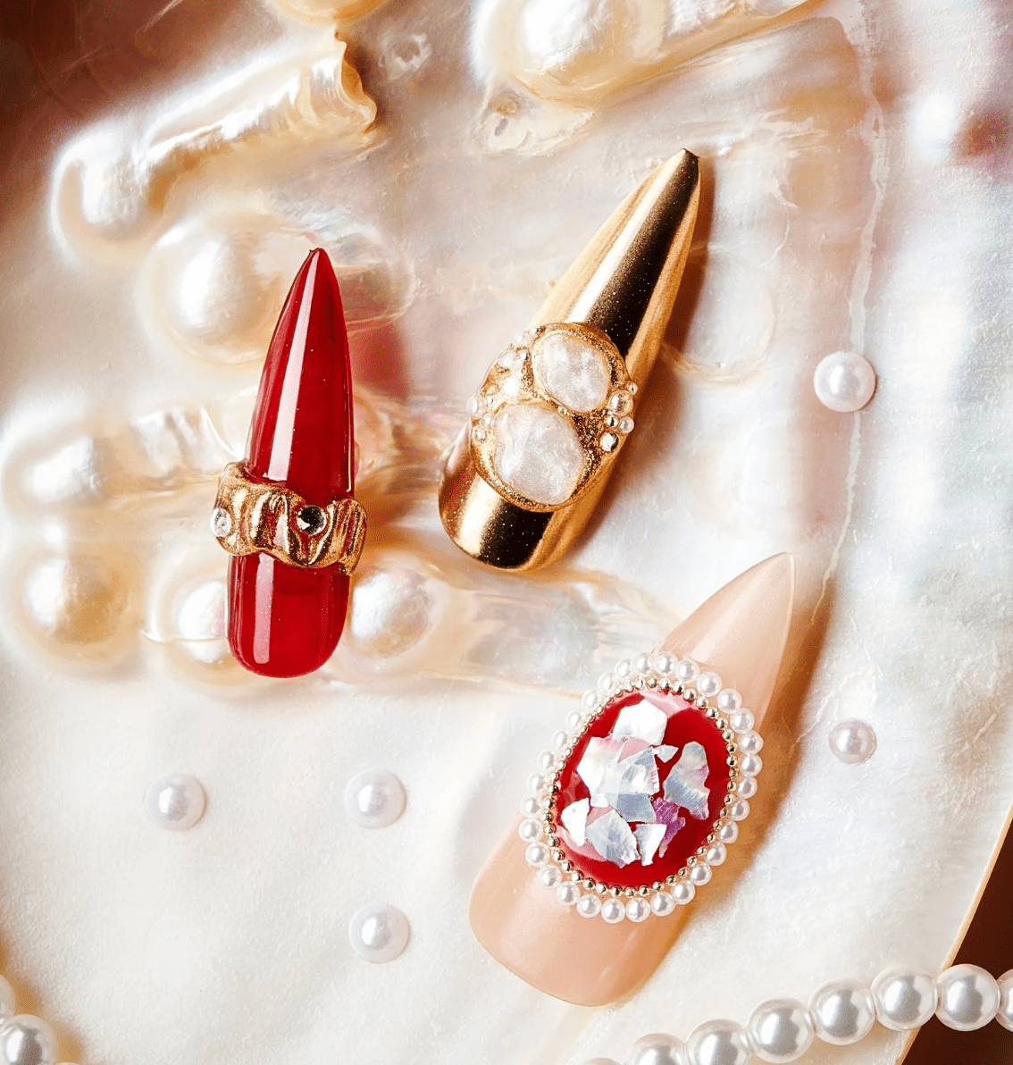 DRESUP Gilded Secrets Medium Almond Stiletto Press-On Nails - Beauty Exchange Beauty Supply