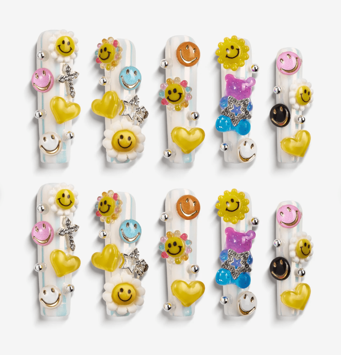DRESUP Happy Emojis Long Pipe Press-On Nails – 12 Pieces - Beauty Exchange Beauty Supply