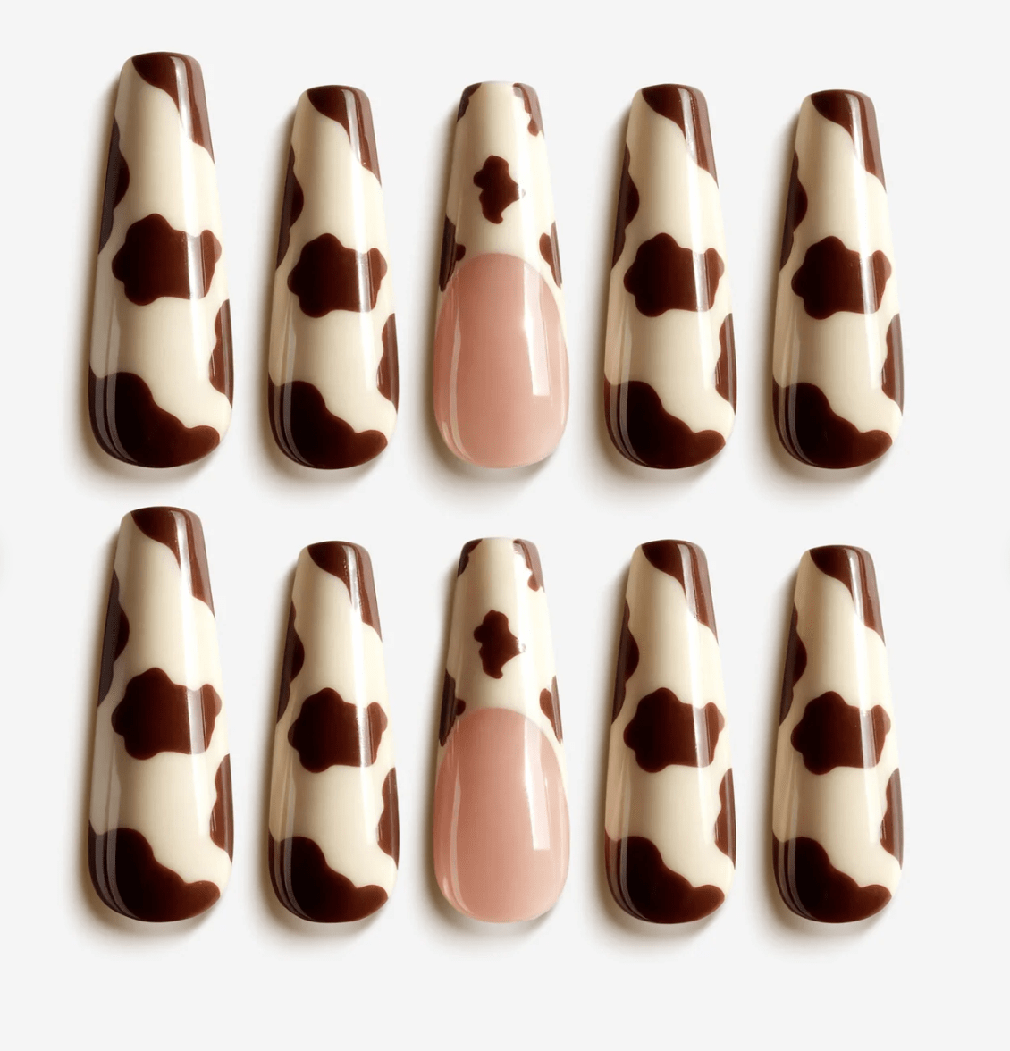 DRESUP Mocha Pasture Medium Coffin Press-On Nails – 12 Pieces - Beauty Exchange Beauty Supply