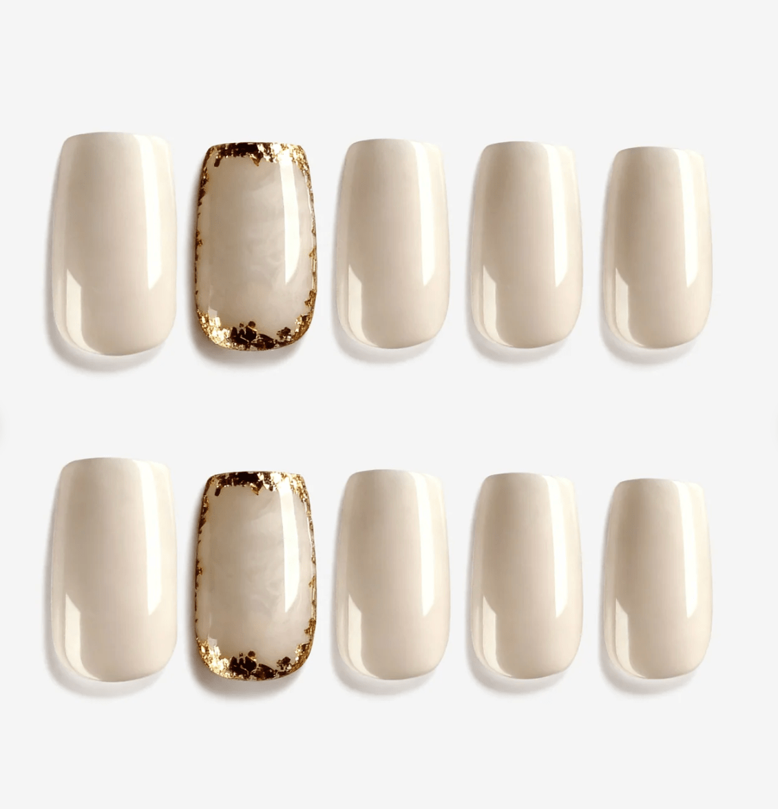 DRESUP Moon Gilt Ivory Short Square Press-On Nails – 12 Pieces - Beauty Exchange Beauty Supply