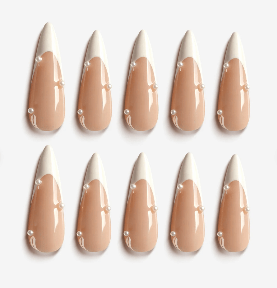 DRESUP Nude Silver Sparkle Medium Almond Stiletto Press-On Nails – 12 Pieces - Beauty Exchange Beauty Supply