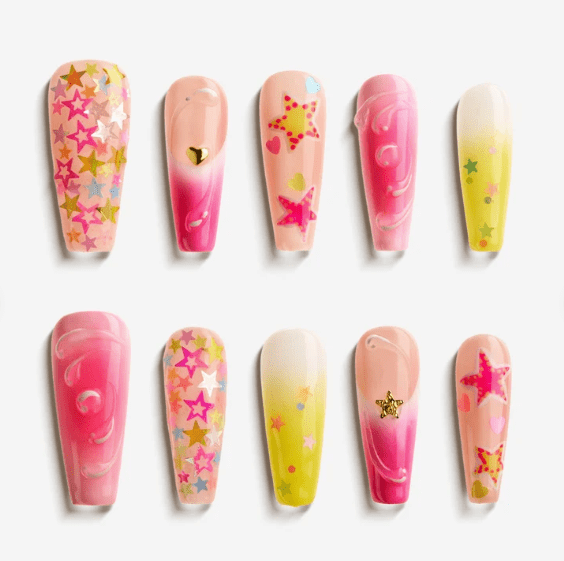 DRESUP Starry Dream Medium Coffin Press-On Nails – 12 Pieces - Beauty Exchange Beauty Supply