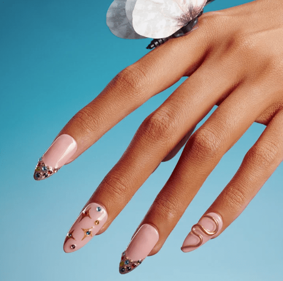 DRESUP Stellar Glam Medium Almond Press-On Nails – 12 Pieces - Beauty Exchange Beauty Supply
