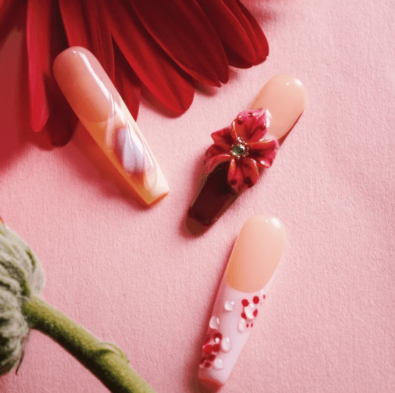 DRESUP Wildberry Petals Long Coffin Press-On Nails – 12 Pieces - Beauty Exchange Beauty Supply