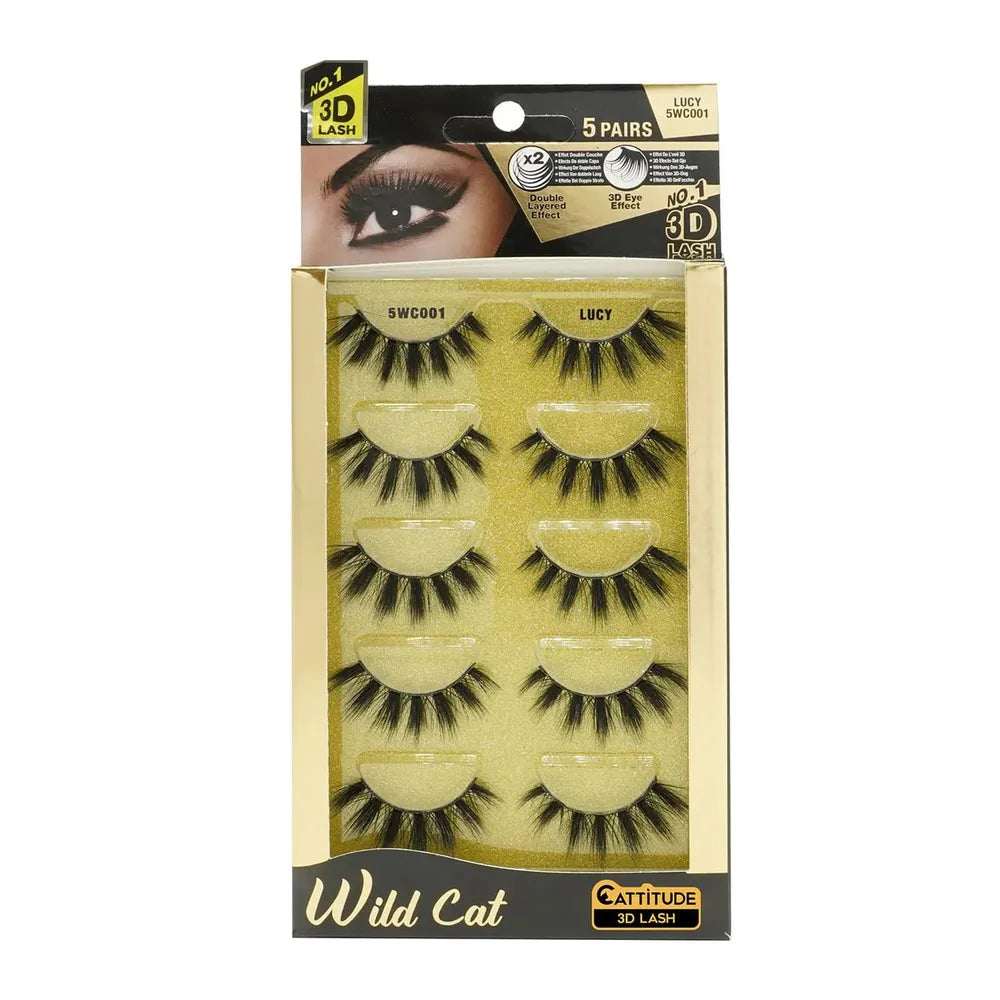 Ebin New York [5 Pairs] Wild Cat 3D Lashes – Styles 01 Lucy, 05 Sophie, 09 Mia | Bold Volume, Cat - Eye Lift, Reusable Faux Mink - Beauty Exchange Beauty Supply