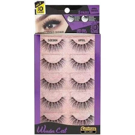 Ebin New York [5 Pairs] Wonder Cat Faux Mink 3D Lashes – 04 April | Soft Glam, Faux Mink, Reusable Beauty - Beauty Exchange Beauty Supply