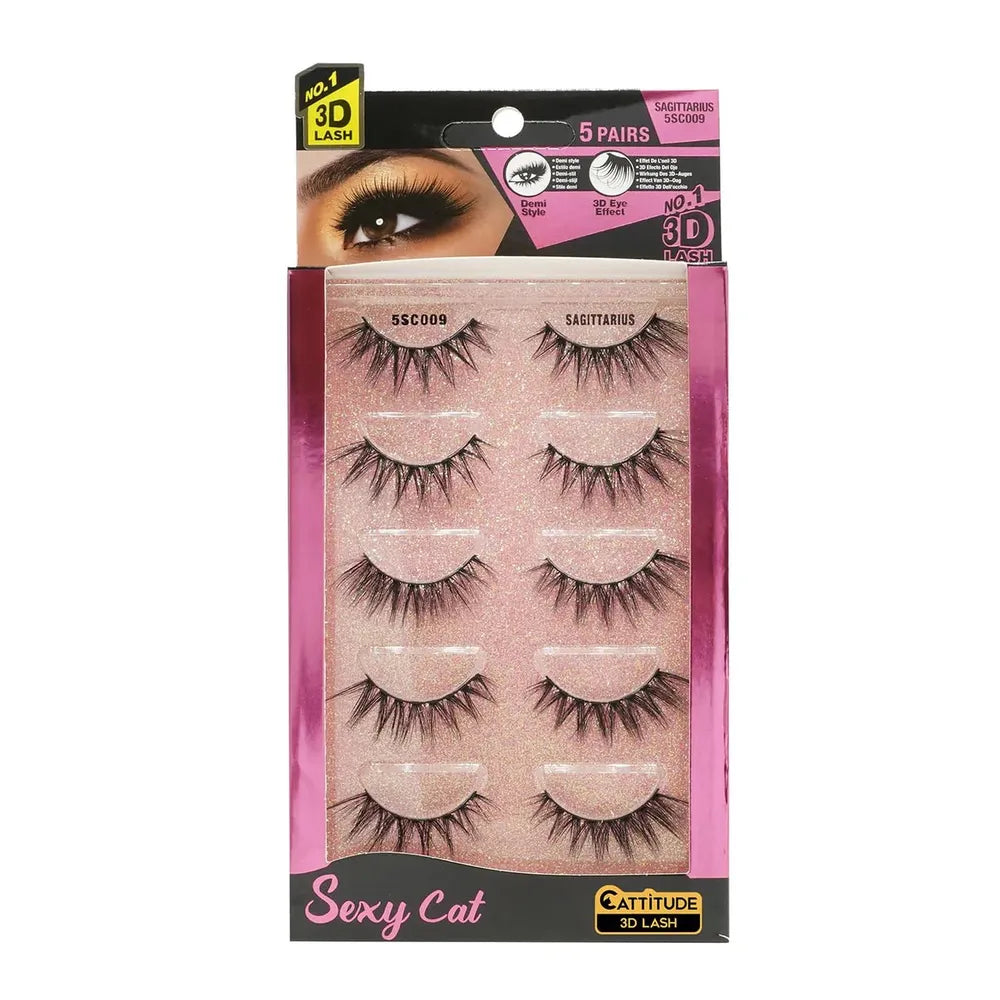 Ebin New York Sexy Cat Lashes – 09 Sagittarius | 5 Pairs of Flirty, Winged, Reusable Glam - Beauty Exchange Beauty Supply